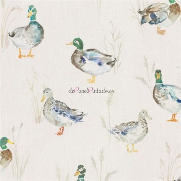 Revestimiento VOYAGE COUNTRY WALL ART PADDLING DUCKS LINEN-1