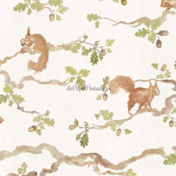 Revestimiento VOYAGE COUNTRY WALL ART PLAYFUL SQUIRRELS CREAM-1