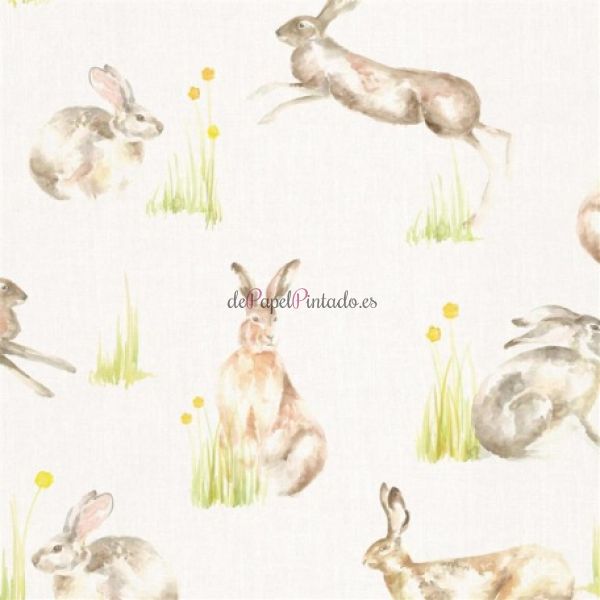 Revestimiento VOYAGE COUNTRY WALL ART RACING HARES CREAM-1