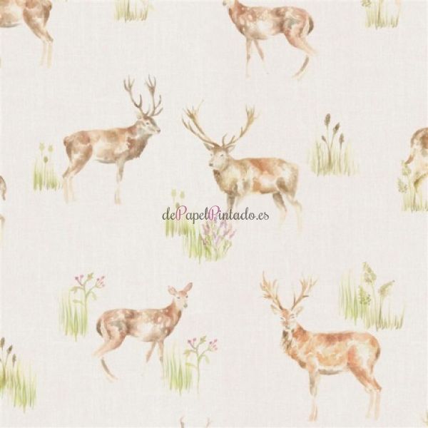 Revestimiento VOYAGE COUNTRY WALL ART WILD DEER LINEN-1