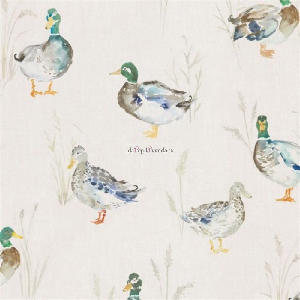 Revestimiento VOYAGE COUNTRY WALL ART PADDLING DUCKS LINEN-2