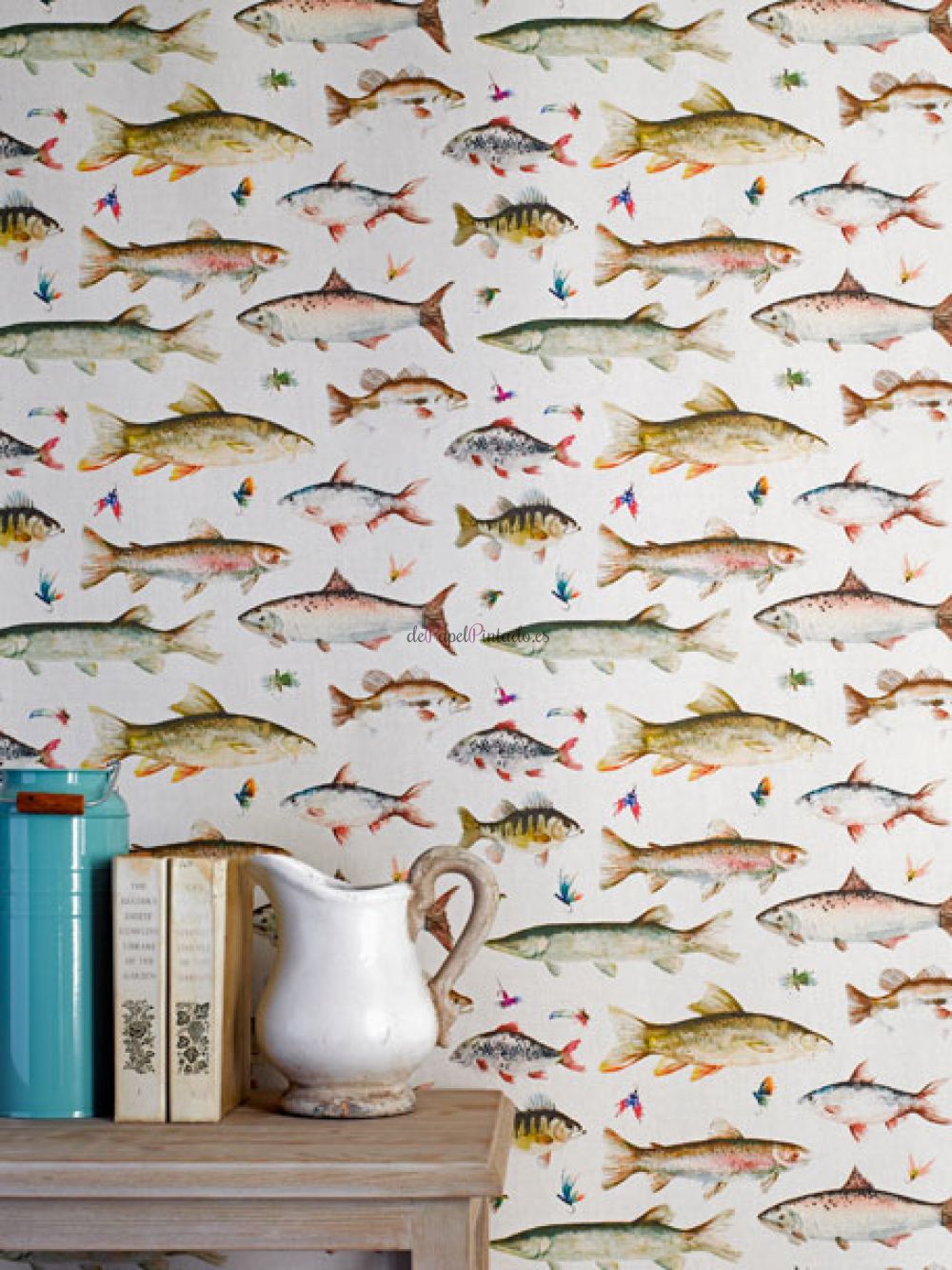 Revestimiento VOYAGE COUNTRY WALL ART RIVER FISH SMALL CREAM-2