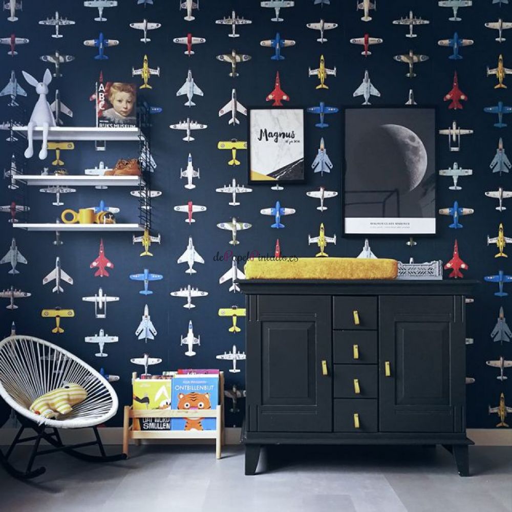 Papel Pintado STUDIO DITTE WALLPAPERS 1 AIRPLANES DARK-2