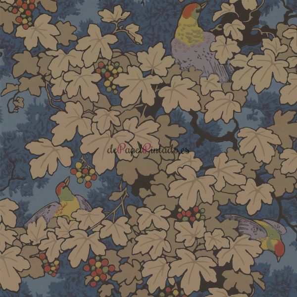 Papel Pintado LITTLE GREENE ARCHIVE TRAILS VINE - BLEU-1