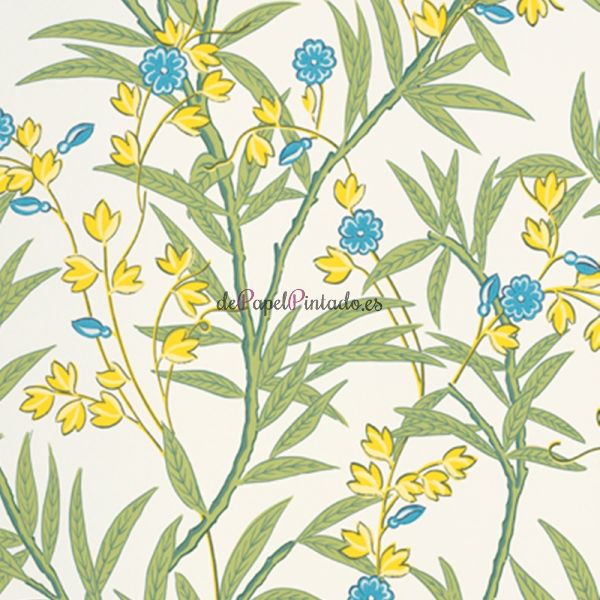 Papel Pintado LITTLE GREENE NATIONAL TRUST PAPERS IV BAMBOO FLORAL - BLUE VERDITER-1