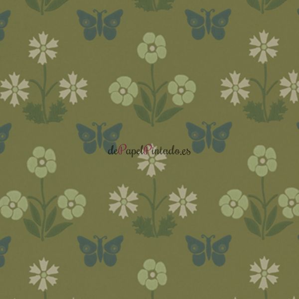 Papel Pintado LITTLE GREENE NATIONAL TRUST PAPERS IV BURGES BUTTERFLY - GARDEN-1