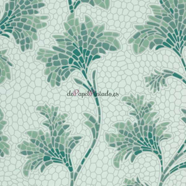 Papel Pintado LITTLE GREENE NATIONAL TRUST PAPERS IV MOSAIC TRAIL - AQUAMARINE-1