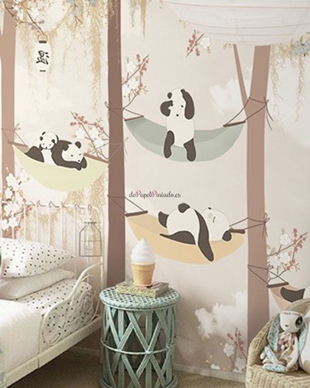 Fotomural LITTLE HANDS ANIMALS Sleeping Pandas-2