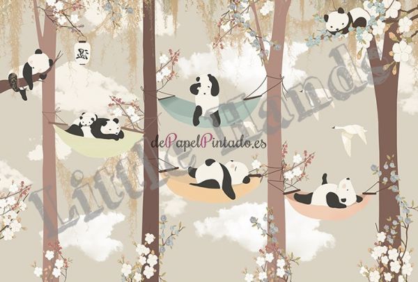 Fotomural LITTLE HANDS ANIMALS Sleeping Pandas-1