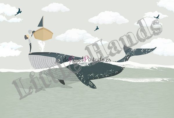 Fotomural LITTLE HANDS ANIMALS Whales II-1