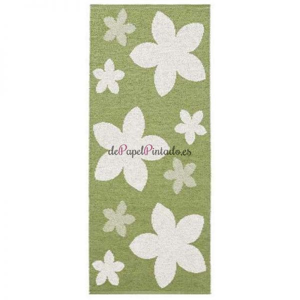 Alfombra HORREDS MATTAN VINYL FLOWER GREEN 70x50-1