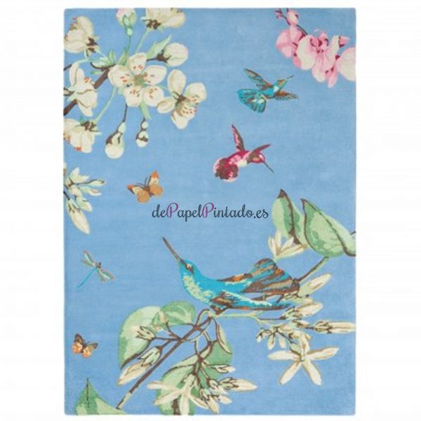 Alfombra WEDGWOOD LANA Y VISCOSA HUMMINGBIRD BLUE 120X180-1