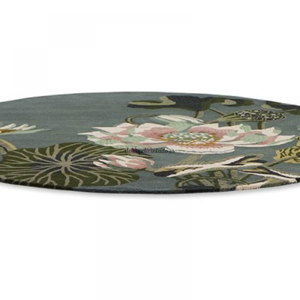 Alfombra WEDGWOOD LANA Y VISCOSA WATERLILY ROUND MIDNIGHT POND 15-2